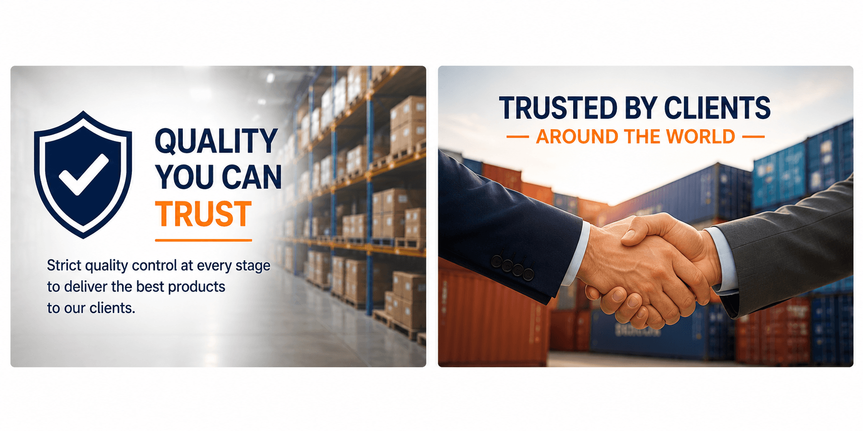 Quality assurance and global client trust — strict quality control and worldwide partnerships